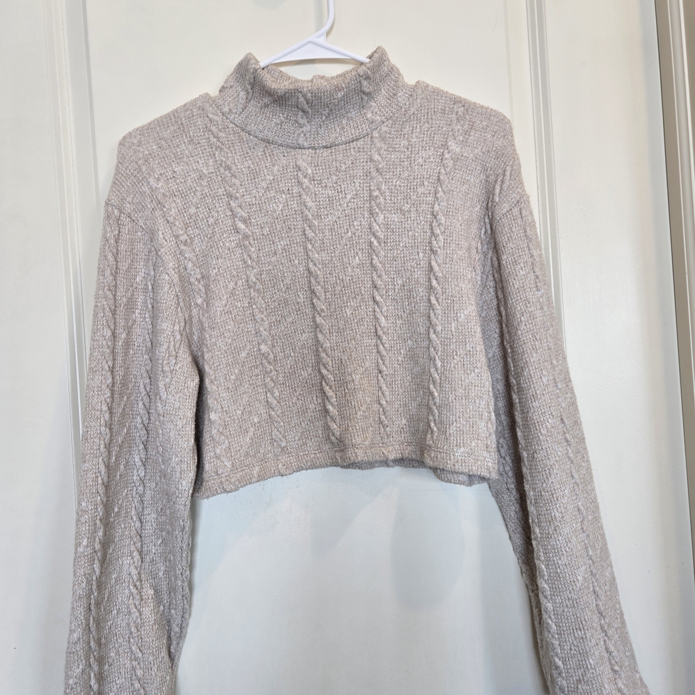 Zara Light Gray Cropped Turtleneck Sweater